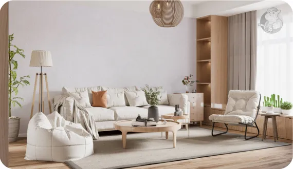 nowoczesny salon wykończony farbą FOX DEKORATOR z drobinkami